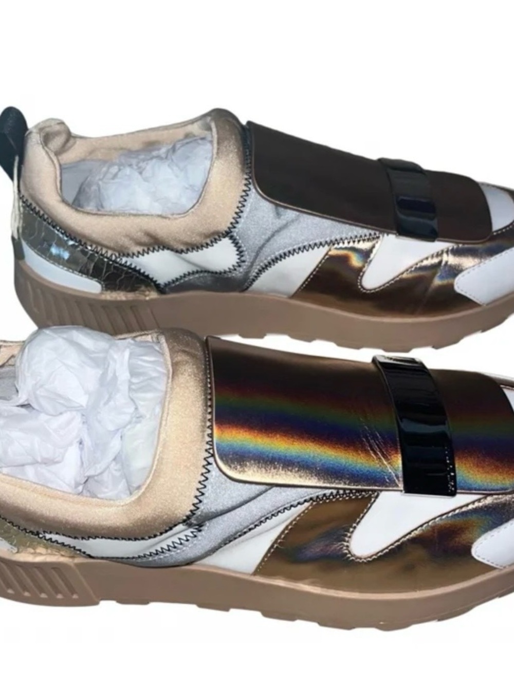 Brand new Sergio Rossi Iridescent Metallic Multi-Color and White Sneakers